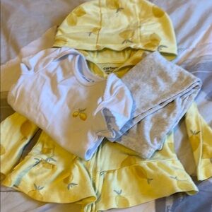 Carter's Yellow and White Matching Sweatshirt Set